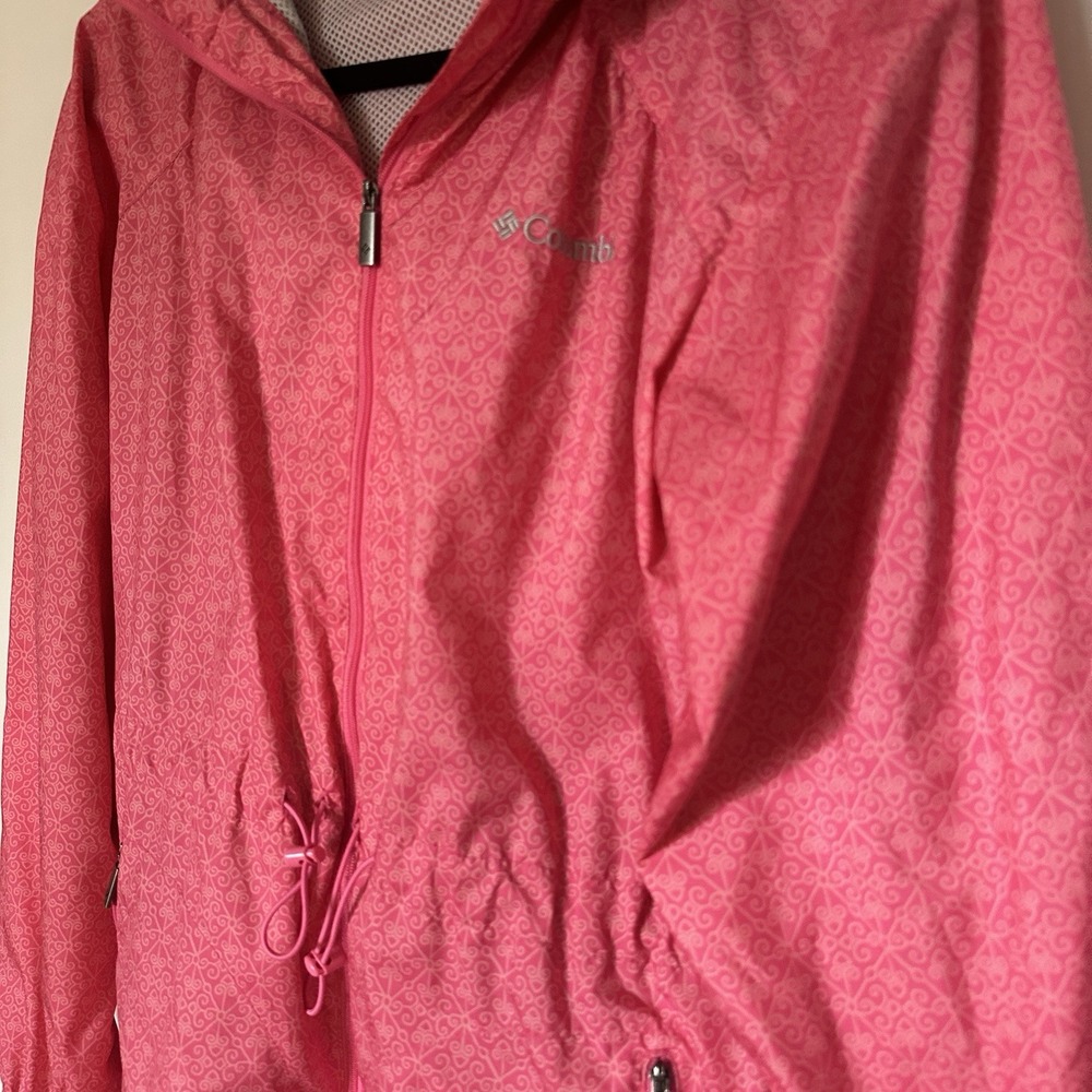 Rare Pink‎ Columbia mesh lining, lightweight patterned shell Jacket Small Vtg